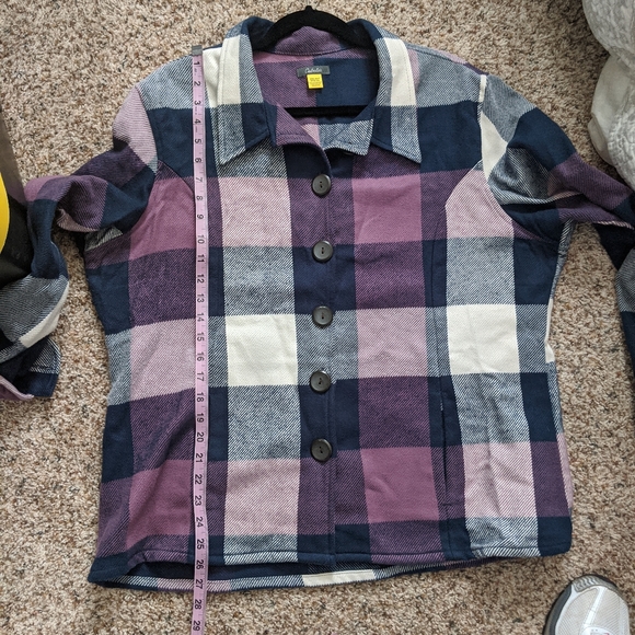 (Cabela's) Purple Cotton Plaid Button Jacket 2XL - Picture 9 of 10